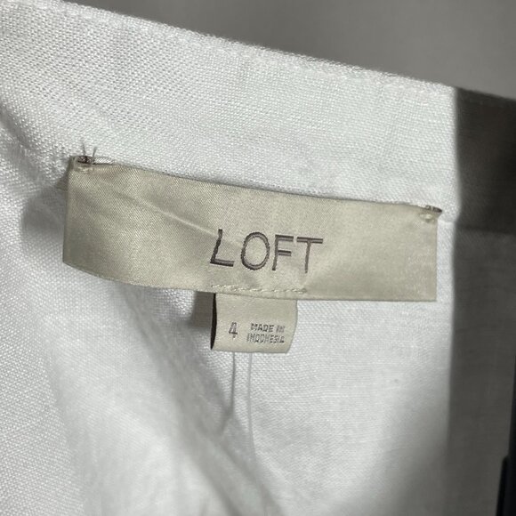 NEW Loft Dress Womens 4 white linen fit flare preppy casual classic summer - Picture 4 of 9
